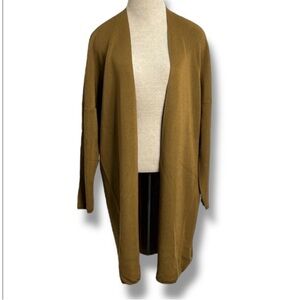 Vintage Andrea Jovine Womens Camel Tan Brown Open-Front Cardigan Sweater Size S